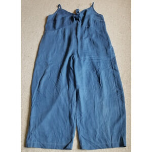 Womens Jumpsuit-OLD NAVY-blue chambray smocked wide leg babydool bodice-3X